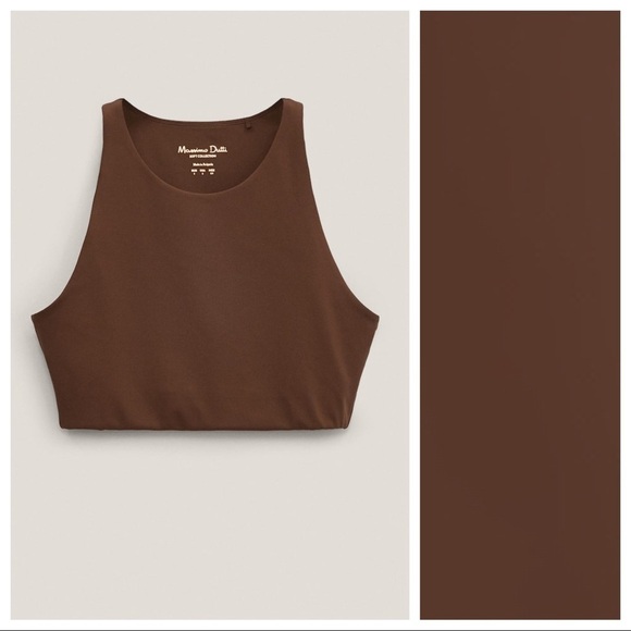 NWT. Massimo Dutti Brown Crop Top. Size M. - Picture 4 of 13